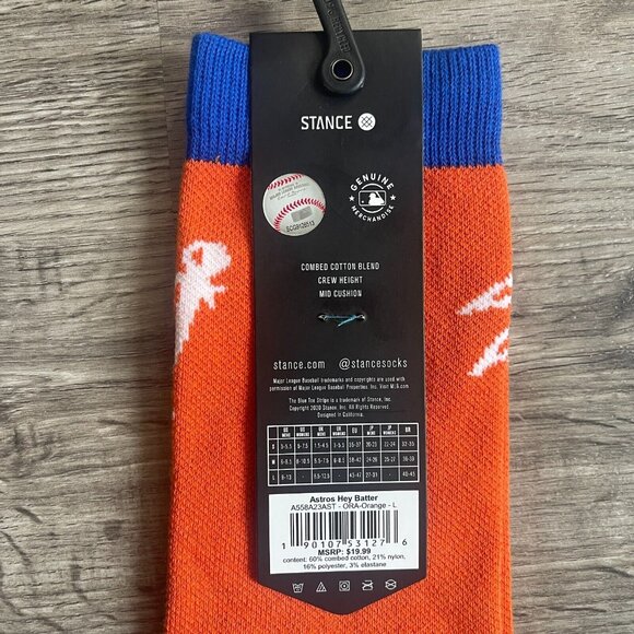 NWT Stance MLB Hey Batter Houston Astros Baseball Crew Socks Size Large (9 - 13) - Picture 5 of 5